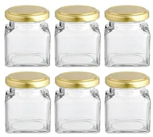 lakeland Small Square Presentation Gifting Jars & Lids 130ml x 6