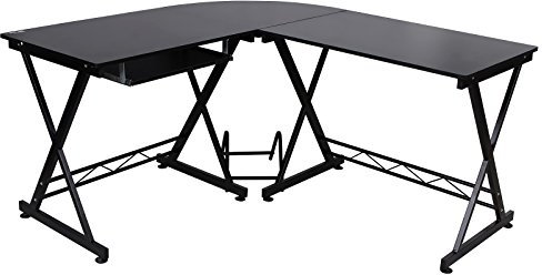 VASAGLE Escritorio de Esquina, Escritorio en Forma de L, Mesa de Ordenador, para Estudio y Juegos, Ahorro de Espacio, Montaje Sencillo, 150 x 138 x 75 cm, Negro LCD402B