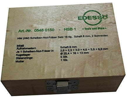 Edessö Scheibennutfräser-Satz 16-teilig Schaft 8 mm HSB 1