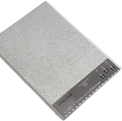 Italian Options 10 fogli di carta glitterata da 250 g/m², formato A4, colore argento