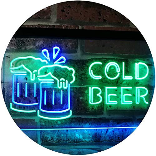 ADVPRO Cold Beer Bar Pub Club Décor Dual Color LED Barlicht Neonlicht Lichtwerbung Neon Sign Grün & blau 400 x 300mm st6s43-i2069-gb