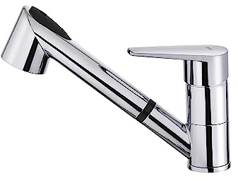 TEKA Grifo Cocina Monomando, Caño Bajo Giratorio, Maneral Extraíble 2 Funciones, Aireador Anticalcáreo, Latiguillos Flexibles de 3/8, MTP 978