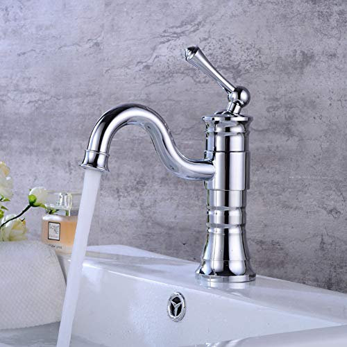 Waschtischarmaturen Elektroplattierungsbeckenhahn Europäisches Badezimmer, Das Unter Heißem Und Kaltem Wasserhahn Des Gegenbassinhahnwaschbeckens Dreht