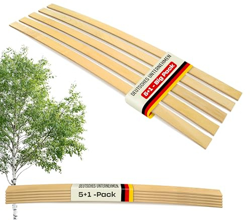 Coemo Federholzleisten Ersatzleisten für Lattenrost im Set 5, 890x35x8 cm | 5er Pack + 1 Stk, Federholzleisten aus Birken Schichtholz, Natur lasiert, Ersatzleisten für Lattenroste in vielen Größen