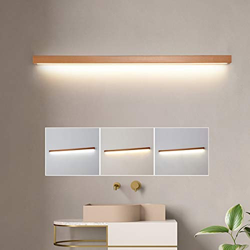 VOMI Wandleuchte Trikolore Dimmbar LED Wandlampe in Holz, Modern Innen Wandbeleuchtung Buche Wohnzimmerleuchten Feuchtigkeitsbeständig Innenbeleuchtung für Badezimmer Schlafzimmer Gang,120cm