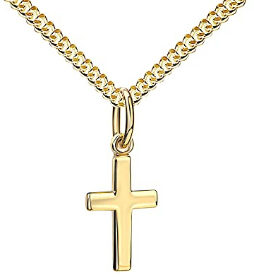 JEVELION Kleiner Kreuz-Anhänger 585 Gold Gold-Kreuz für Damen, Herren und Kinder Ketten-Anhänger 14 Karat mit Halskette