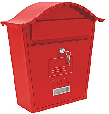 GardenKraft Wall-Mounted Letterboxes / 2 Styles and 5 Colours/Secure and Lockable Post Box/Galvanised Steel/Weatherproof and Easy to Install (Classic, Red)