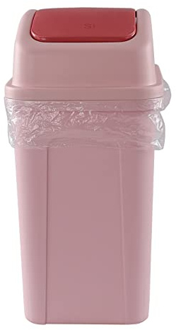 Hespama 7 L Plastic Trash Bin with Swing Lid, Small Pink Dustbin | For Kitchen Bathroom Bedroom Office