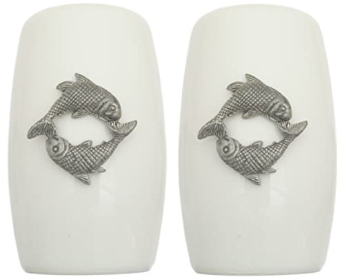 Pisces The Fish China Salt and Pepper Shakers Cruet Set Modern White CSP 277