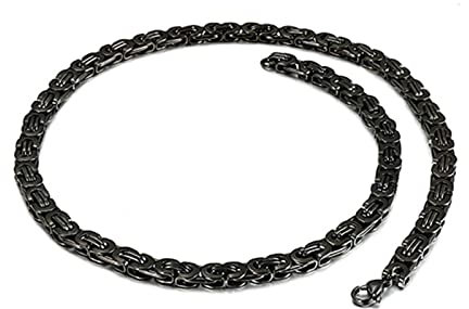 Daesar Halskette Edelstahl Herren, Schwarz Kette 50CM ohne Anhänger Königskette 10MM Breit