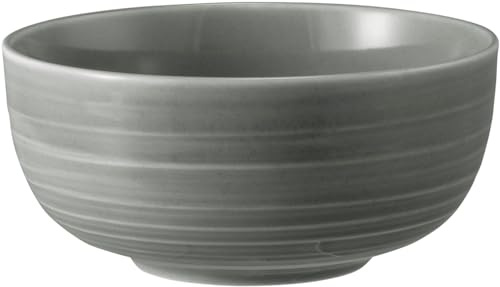 Seltmann Weiden Terra Müslischale, 15 cm, Runde Servierschale mit spiralförmigem Relief, Spülmaschinen- und mikrowellenfest, Porzellan, Perlgrau