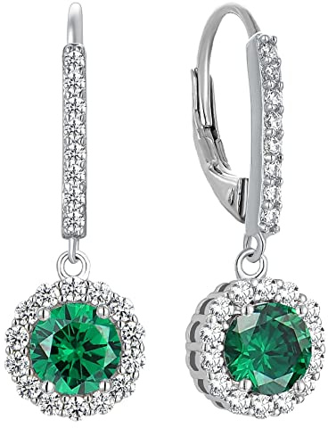 YL Mujer Pendientes Plata de Ley 925 con 12 piedras de Nacimiento Circonita 5A Redonda Pendientes