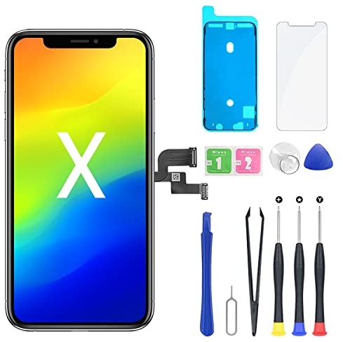 YOXINTA Pantalla LCD para iPhone X de 5.8 pulgadas, iPhone X LCD, digitalizador 3D Touch, Face ID, pegamento, protector de pantalla, herramienta de reparación, A1901, A1902