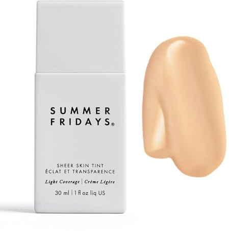 Summer Fridays Sheer Skin Tint - Skin Tint with Hyaluronic Acid - Helps Diminish Uneven Skin Tone - Sheer to Light Coverage - Shade 1 - Fair with Neutral Peach Undertones (1 Fl Oz)
