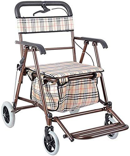 HWSY Mobilitätshilfen, Einkaufsrollator, Senioren, Gehhilfe, leichtes Gehgestell, faltbar, mit Sitz und Tasche, 4 Räder Interesting