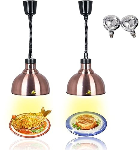 VFDZ Lampada Riscaldante per Alimenti Regolabile Altezza(Rame Colore) | Sospesa Lampade Scaldavivande Cucina, 25cm Diametro Lampade Riscaldanti per Cucina a Buffet per Ristoranti, Hotel