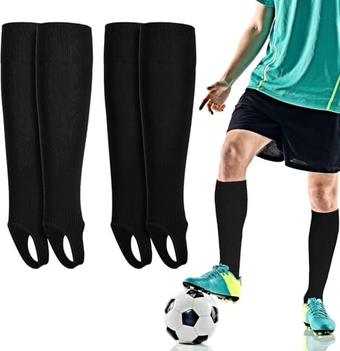 Apricitie 2 Paar Stutzen Herren Kinder, Fußballstutzen Jungen Fussball Stutzen mit Steg Sleeve Socken Fußball für Herren Damen Kinder