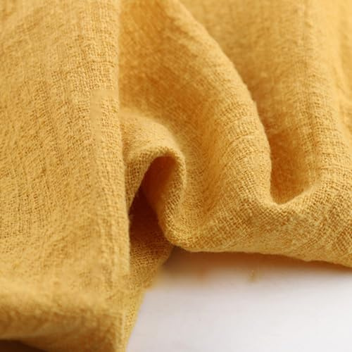Wambere 300cm x 130cm Stoffe Stoff aus Baumwolle und Leinen,Dünner Leinenstoff,Stoff Fabric Meterware,Fabric zum Nähen,Dekostoff für DIY Basteln Kleidungsdekoration Tischdekoration,Gelb