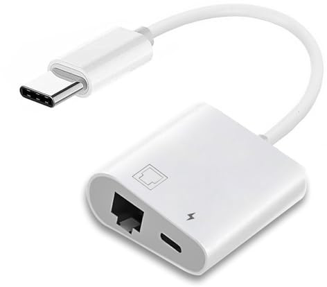 NFHK Typ C USB-C auf 100 Mbit/s Netzwerk-RJ45 mit PD-Ladeadapter, kompatibel mit Laptop, Tablet, Telefon
