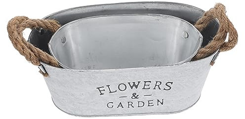 Supvox 2 Stück Vintage Blumentopf Aus Verzinktem Eisen Mit Griff Kleine Pflanzkübel Für Sukkulenten Und Garten Rustikale Metall Blumentöpfe Für Tischdekoration Und Blumenarrangements