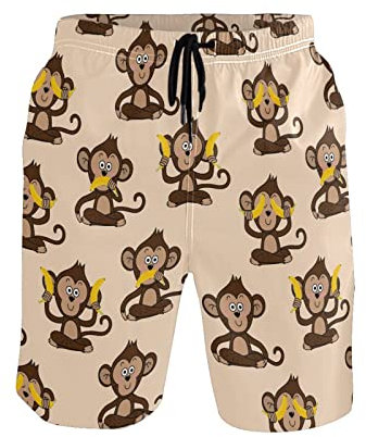Herren Badehose AFFE Und Banane Trainingshose Schnelltrockend Schwimmhose Atmungsaktiv Arbeitshorts, Für Urlaub, Strand, Sport, S