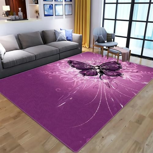 Fantasy-Schmetterling-Insektenmotte Teppich Kinderteppich Wohnzimmerteppich Schlafzimmerteppich 3D-Gedruckter Superweicher Flanellteppich 80 X 120 Cm - Leicht Zu Reinigendes, Weiches Polyester -1T1W7D
