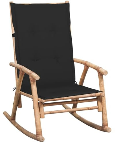 ZEYUAN Schaukelstuhl mit Auflagen, Sessel Wohnzimmer, Schaukelsessel, Schwingsessel, Stillsessel, Ohrensessel, Tv Sessel, Relaxsessel, Rocking Chair, Bambus