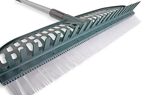 ZONDER Rastrillo de césped artificial, longitud extra, resistente, cepillo de césped Astro, ideal para eliminar hojas y pelo de mascotas de césped sintético, resistente a la abrasión y al óxido