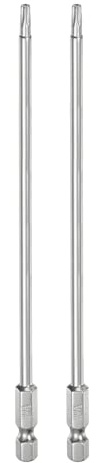 QUARKZMAN 2 Pcs T15 Bit de Seguridad Torx 1 4 Vástago Hexagonal 6 Largo | Magnético Resistentes a Manipulaciones Puntas de Estrella Destornillador Torx con Agujero, Acero S2