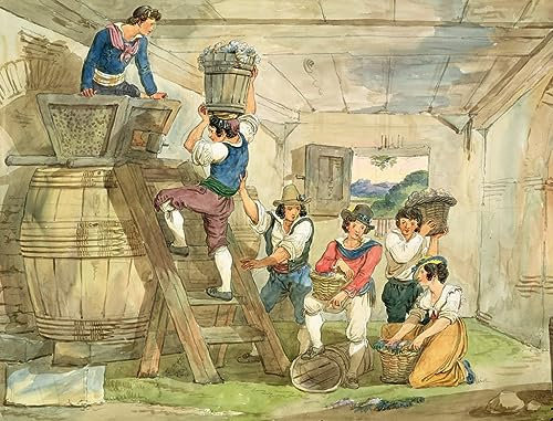 TVLAR De Célèbres Tableaux Toile avec Image Imprimer Affiche Les vendangeurs portent les raisins au pressoir d'Achille Pinelli Affiche de Arts Pour la Décoration du Salon 60x90cm