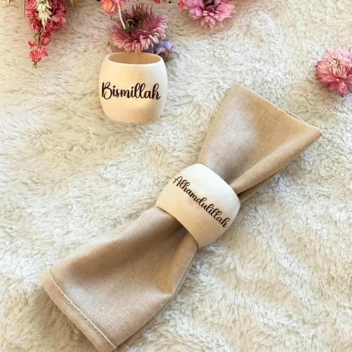 4 Stück Personalisierte Gravierte Hölzerne Serviette Ring, Benutzerdefinierte Hochzeit Serviette Ringe, Hochzeitsparty Tabelle Einstellung, Serviette Ringhalter, Abendessen Tischdekoration