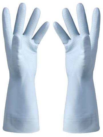 Restokki Gants de Nettoyage en PVC Réutilisables imperméables Gants de Lavage Confortables Gants de ménage pour la Cuisine à Domicile Salle de Bain (S)