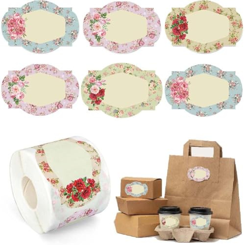 250 Vintage Floral Jar Label Stickers - Blank Paper Labels for Kitchen Jars, Sauce Bottles, and Candy Containers, 2 x1. 2 Inches