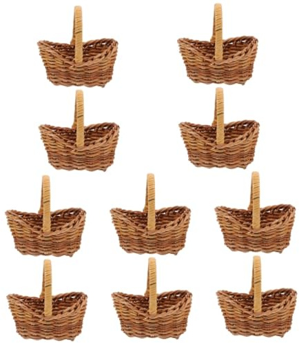 Andreslad Mini Cestini Intrecciati in Rattan Con Manici Set Da 10 Piccoli Cestini Portaoggetti Per Decorazioni Casa Fiori Bomboniere Cesto Intrecciato Piccolo Per Matrimonio E Tavola
