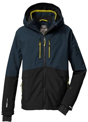 killtec Skidjacka för pojkar/funktionell jacka med huva och snöfall KSW 201 BYS SKI JCKT, nattblå/svart-mörkblå/140, 43468-000