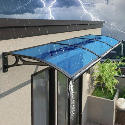 Outdoor Curved Door Canopy Waterproof Polycarbonate Cover UV Rain Snow Protection for Back Door Porch Window Shelter for Front Door Outdoor Door Canopies