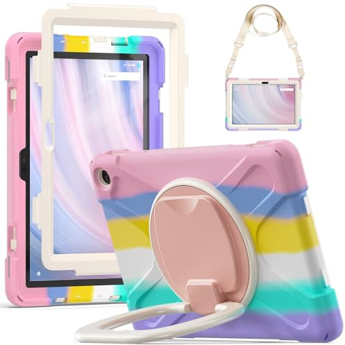 Tablet PC Väskor Fodral Fodral Kompatibel med Kindle Fire HD 10 Tablet-fodral (13:e generationen 2023), stötsäkert, robust fodral med 360 roterande stöd, Hand-/axelrem for Tablet Heavy Duty(Colourful