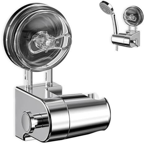 Duschkopfhalterung Saugnapf, 180° Verstellbare Halterung Duschkopf Duschkopfhalterung Ohne Bohren mit Haken, Universal Shower Head Holder für Badezimmer Hotel Glasfliesen