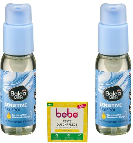 2x Balea MEN Rasieröl Sensitive + 1x Bebe feste Duschpflege | 2x 50ml