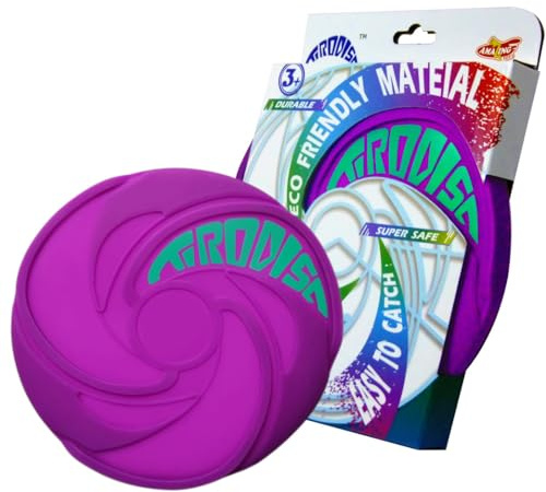 AMAZING TOYZ TIRODISC Purple Frisbee for Kids Beginner Washable Portable ECO Material Toy Flying Disc 20 cm Easy Throw Fly Straight Easy Grab Indoors Outdoors Park Pool