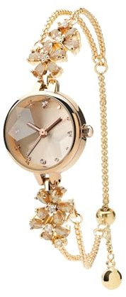 SURVAN Watch Designer damarmband klocka kvinnor lyx klänning armband armbandsur japansk kvarts damer rostfritt stål klocka, vattentålig mässingsremklockor för kvinnor, Champagne guld, Modern