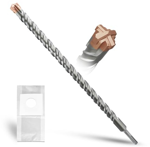 METOTY SDS Plus Hammer Drill Bit 22mm×460mm, with 4 Carbide Cutting Edges, Head with Coating, Masonry Drill, Hammer Drill, Concrete Drill, for Stone, Concrete, Natural Stone, Brick Wall