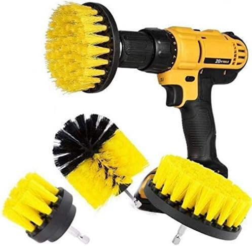 3PC Drill Brush Attachment Kit for Power Cleaning – Scrubbing Brushes for Tile, Tub, Sink, Carpet, Wheels & More – Works with All Drills
