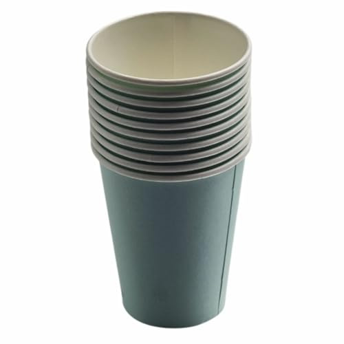 Lot de 10 gobelets jetables en carton pastel de 250 ml pour fêtes, fêtes prénatales et événements - Couleurs assorties (sauge)