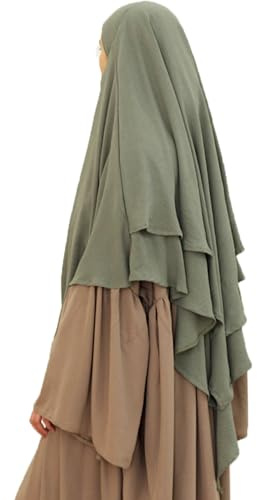 Safwa Khimar Jazz 2 Schleier, Hijab, lang, bescheiden und elegant, Premium-Stoff, knitterfrei, fließend und blickdicht, mit Kinnschutz, Komfort und maximale Abdeckung, hergestellt in Ägypten