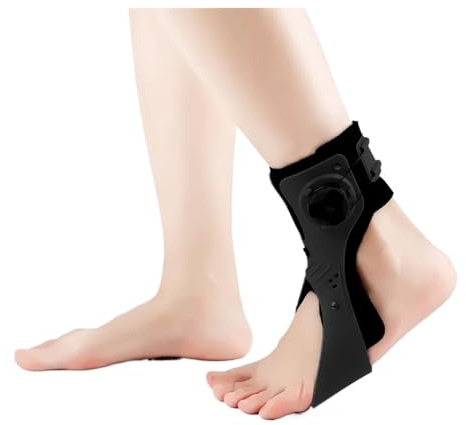 Knöchelbandage für Verstauchungen, Unterstützung mit seitlichen Stabilisatoren für Männer und Frauen, Schienenstabilisator, Volleyball, Basketball (schwarz, linker Fuß, XL)