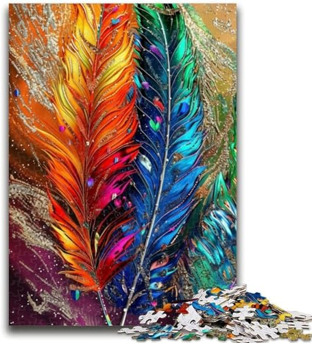 Puzzle 1000 pièces pour Adultes et Adolescents, Plumes colorées, Jouet éducatif, Jeux Amusants en Famille, décoration d'intérieur Unique (38x26cm)
