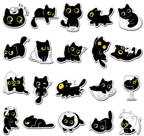 Kühlschrankmagnete mit niedlicher schwarzer Katze, Cartoon, lustige Tiere, Kühlschrankmagnet für Whiteboard, Mädchen, Küche, Büro, Klassenzimmer, Zuhause, Spind, Schule, Dekoration, 20 Stück
