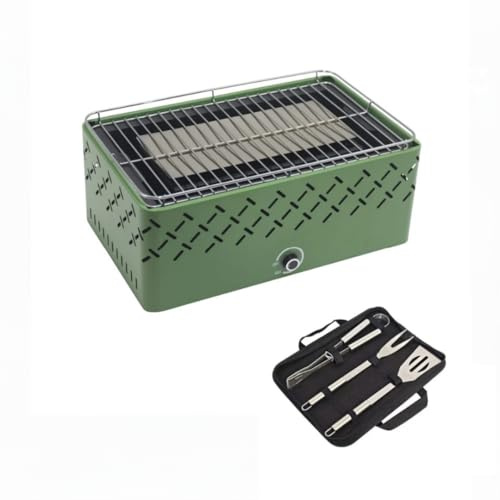 Livona K-BBQ : Barbecue Japonais/Coréen/Grillades/Portable/Camping – Sans Fumée (Charbon) – Grande Grille (45x27cm) (K-BBQ + 3 ustensiles)