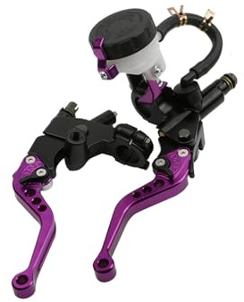 Levier d'embrayage de frein de moto Maître-cylindre hydraulique de pompe d'embrayage et frein réglable 7/8 (22 mm) pour moto(Violet)